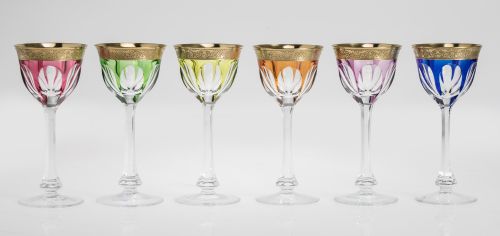 Six crystal glasses, Moser manufacture, Czech Republic, 20t