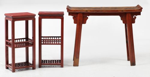 Pair of lacquer pedestals or xiang ji, Shanxi, Qing dynasty