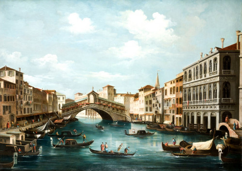 ANÓNIMO S.XX, "Puente de Rialto", Óleo sobre lienzo