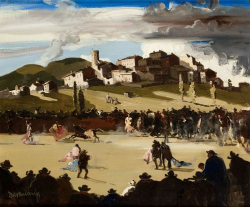 RAFAEL DURANCAMPS, "Pueblo de Aragon", Óleo sobre lienzo