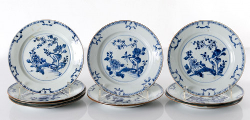 Par platos porcelana china de la Compañía de Indias, Siglo