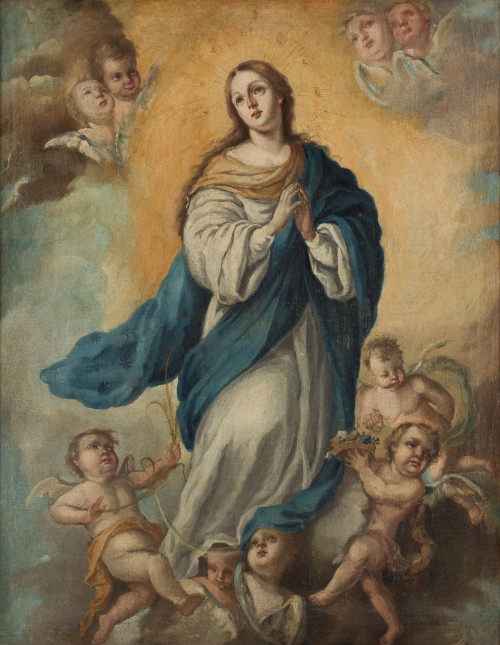 ESCUELA SEVILLANA, "Inmaculada Concepción", Óleo sobre lien