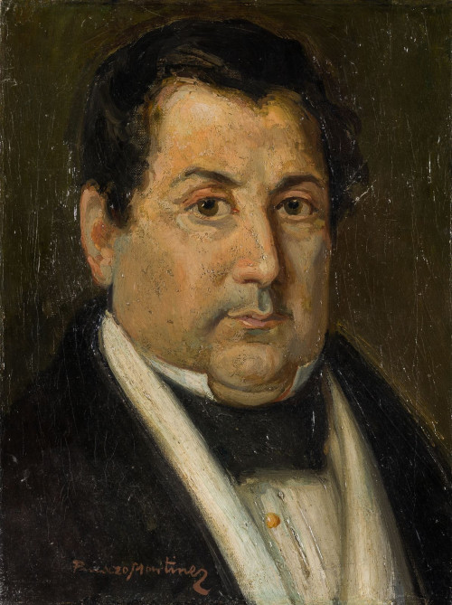 JOSE PINAZO MARTINEZ, "Retrato de caballero", Óleo sobre li