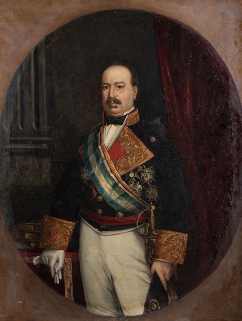 ESCUELA ESPAÑOLA, "Retrato de militar", Óleo sobre lienzo