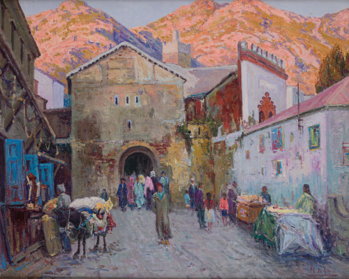 MANUEL DE  GRACIA, "Puerta de la Medina, Chauen", 1982, Óle