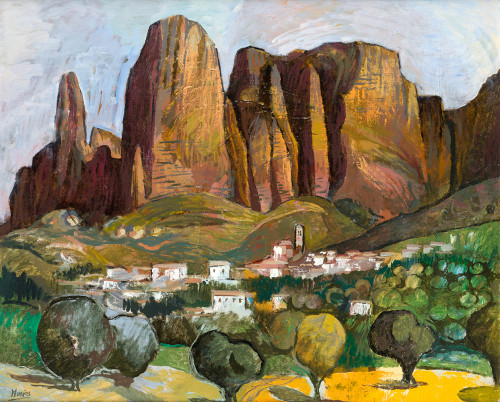 ISIDRO LÓPEZ MURIAS, "Los Mallos de Riglos (Huesca)", Óleo