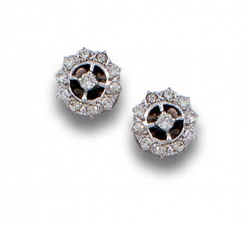 PENDIENTES ANTIGUOS FLOR DE DIAMANTES 