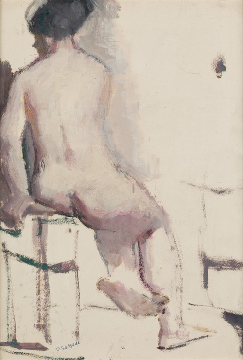 "Mujer desnuda sentada"