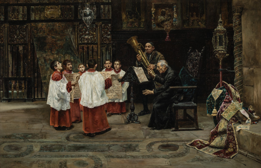 JOSE GALLEGOS Y ARNOSA, El ensayo de coro de los monaguillos, 1885 ...